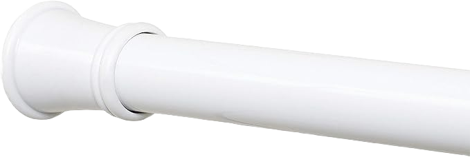 White adjustable tension shower rod with straight design for easy installation in bathroom spaces