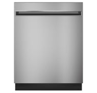 Stainless steel ADA compliant dishwasher with sleek handle for kitchen appliances and home improvement collections