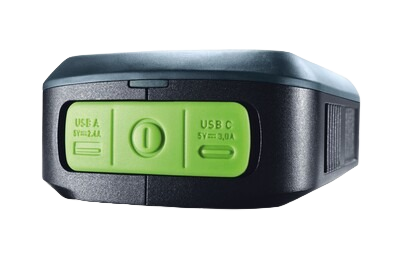Compact Festool phone charger adapter with USB A and USB C ports for portable power and tool accessories collections