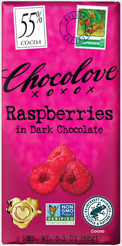 Chocolove Dark Chocolate Bar with Raspberries, 3.1 oz – Hartville