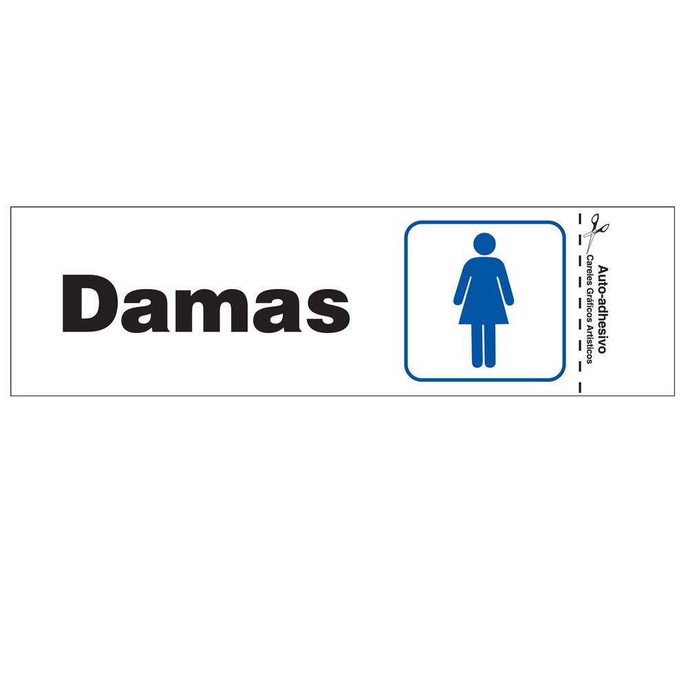 Spanish ladies restroom sign with black text and blue female icon for home improvement under $50