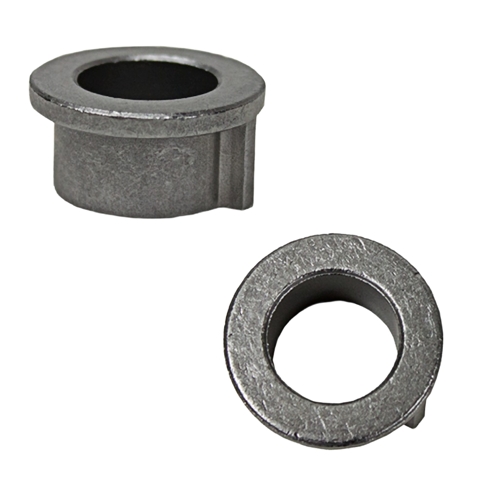 Cylindrical flanged alloy bushing set for automotive and John Deere parts, suited for mechanic and automotive tools collections