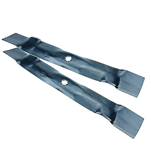 Pair of standard replacement lawn mower blades designed for 42-inch decks in automotive and mower parts collection