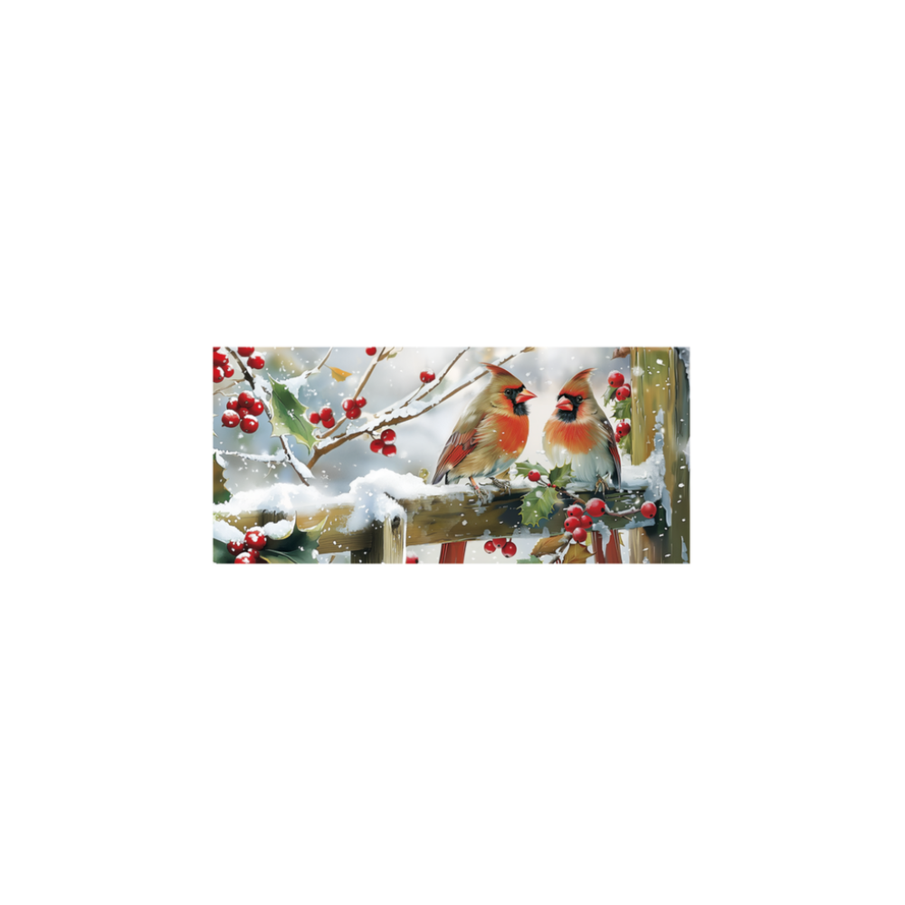 Tremont Floral 10" x 22", 2 Cardinals Doormat Insert