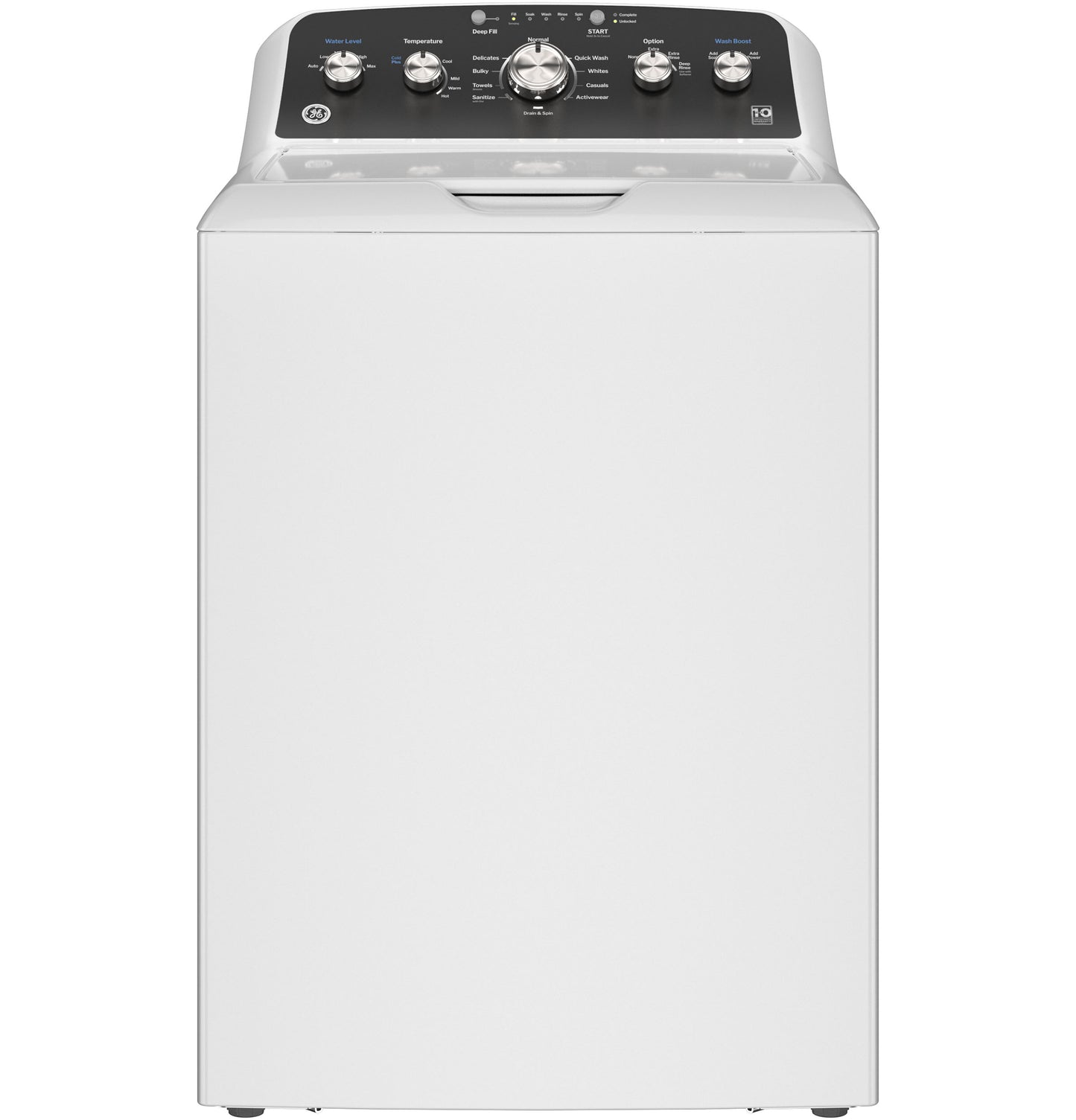 Top load white washer with stainless steel basket and multiple control knobs in washers and appliances collection