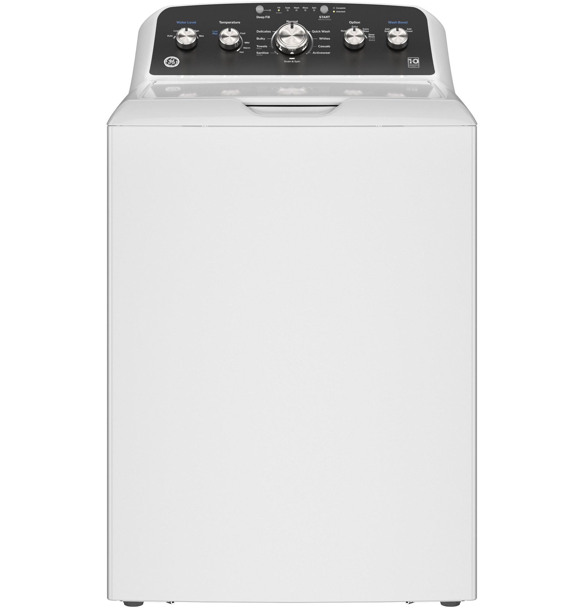 Top load white washer with stainless steel basket and multiple control knobs in washers and appliances collection