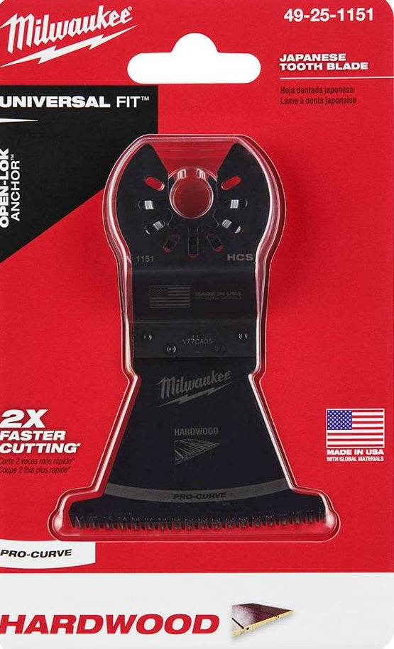 Milwaukee Japanese tooth oscillating blade with pro-curve teeth for fast cutting in woodworking tool accessories collection