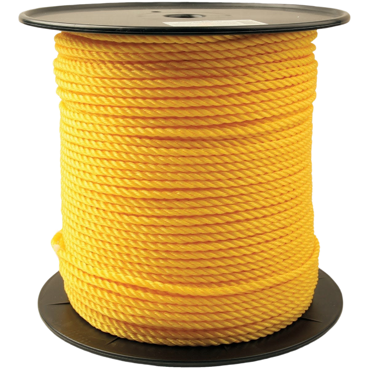 Spool of durable yellow twisted polypropylene rope for versatile use in home improvement and outdoor projects