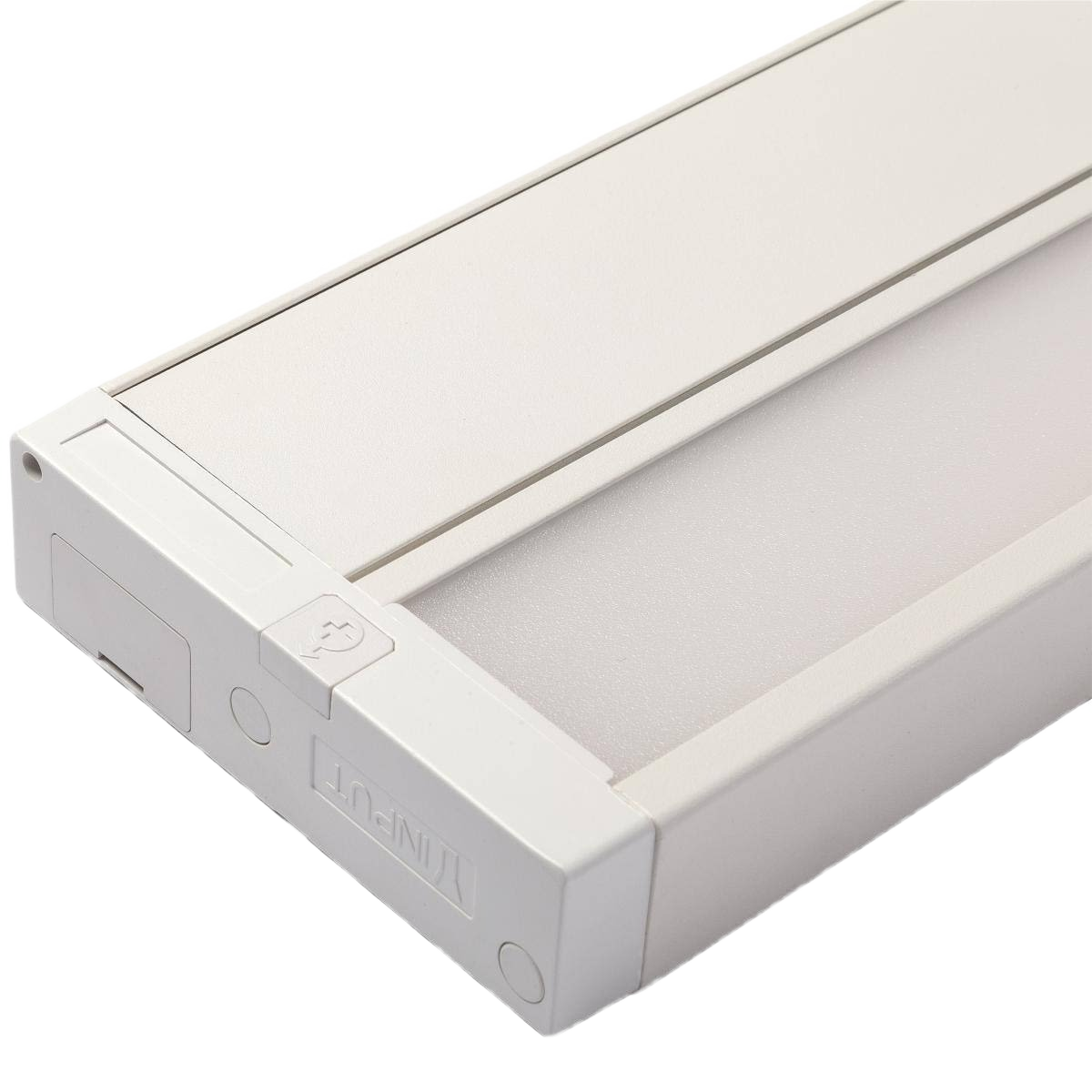 White LED mountable under cabinet lighting fixture designed for energy-efficient kitchen and workspace illumination