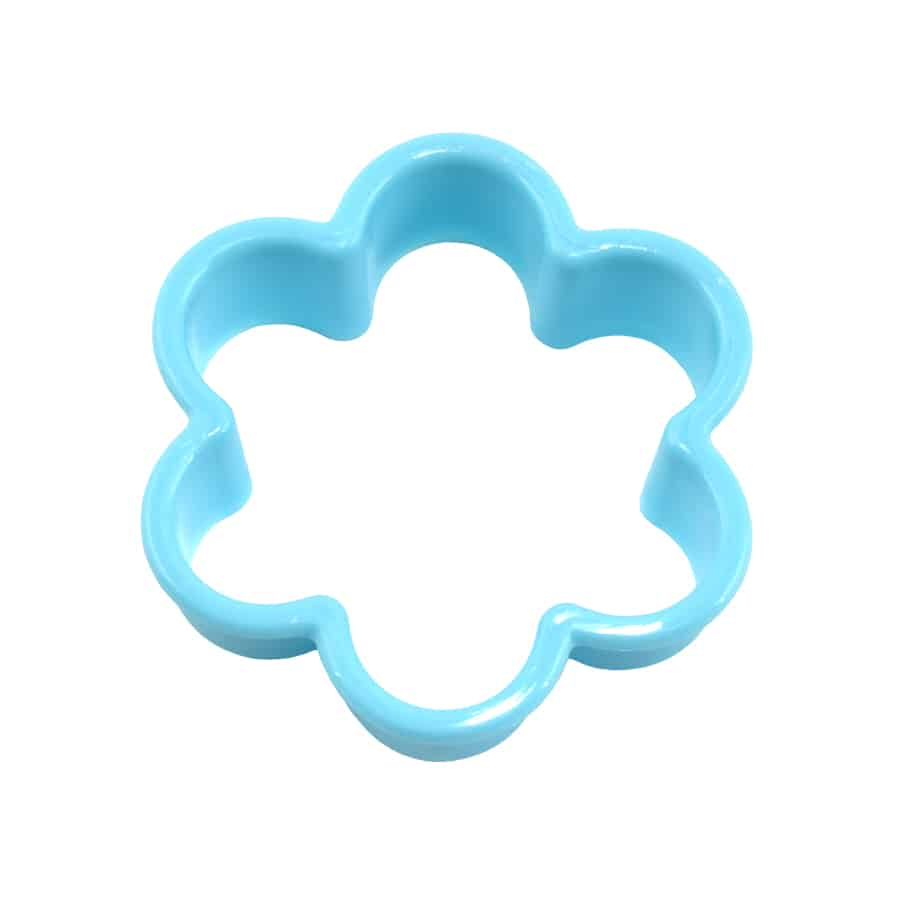 Blue plastic flower-shaped cookie cutter for pretend play and toys in the under $50 category