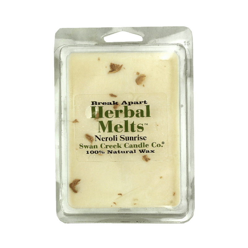 Natural wax herbal melts with embedded botanicals for home fragrance and relaxation purposes