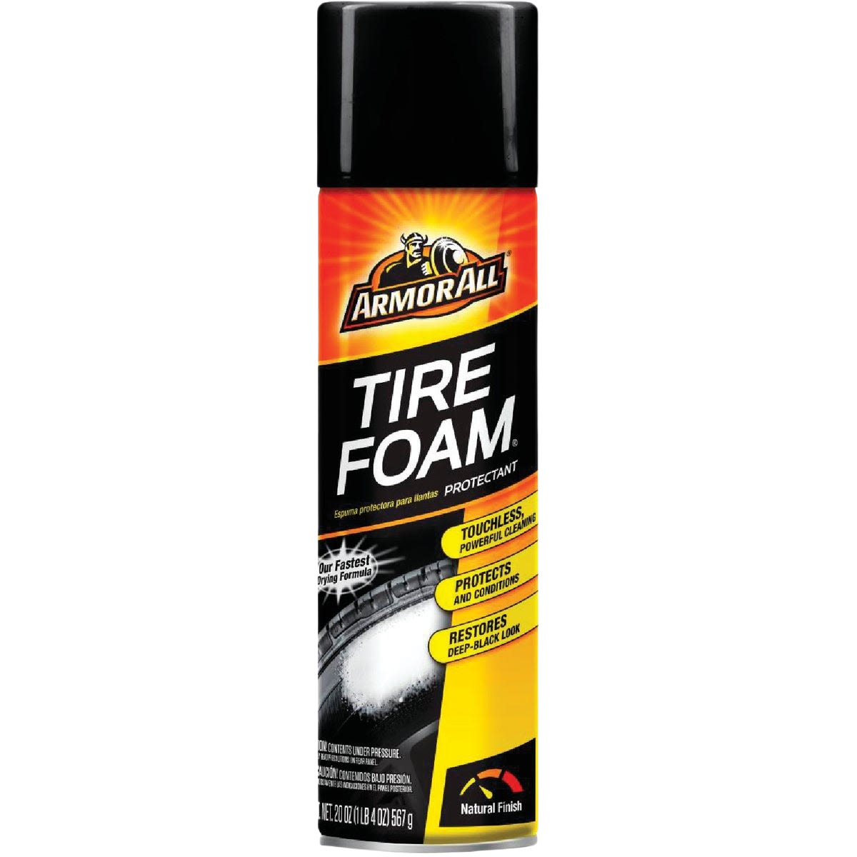 Black and yellow can of tire foam cleaner and protectant for automotive and car care under $50 collections