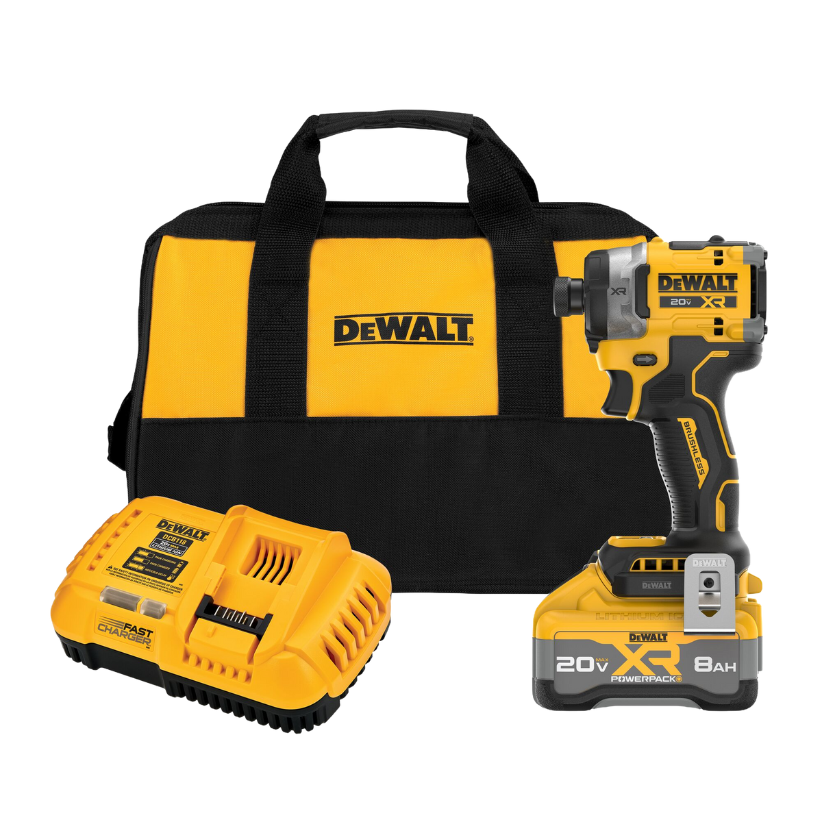 DEWALT 20V MAX* XR® 1/4 in. Brushless 3-Speed High Torque Impact Driver Kit w/XR POWERPACK™