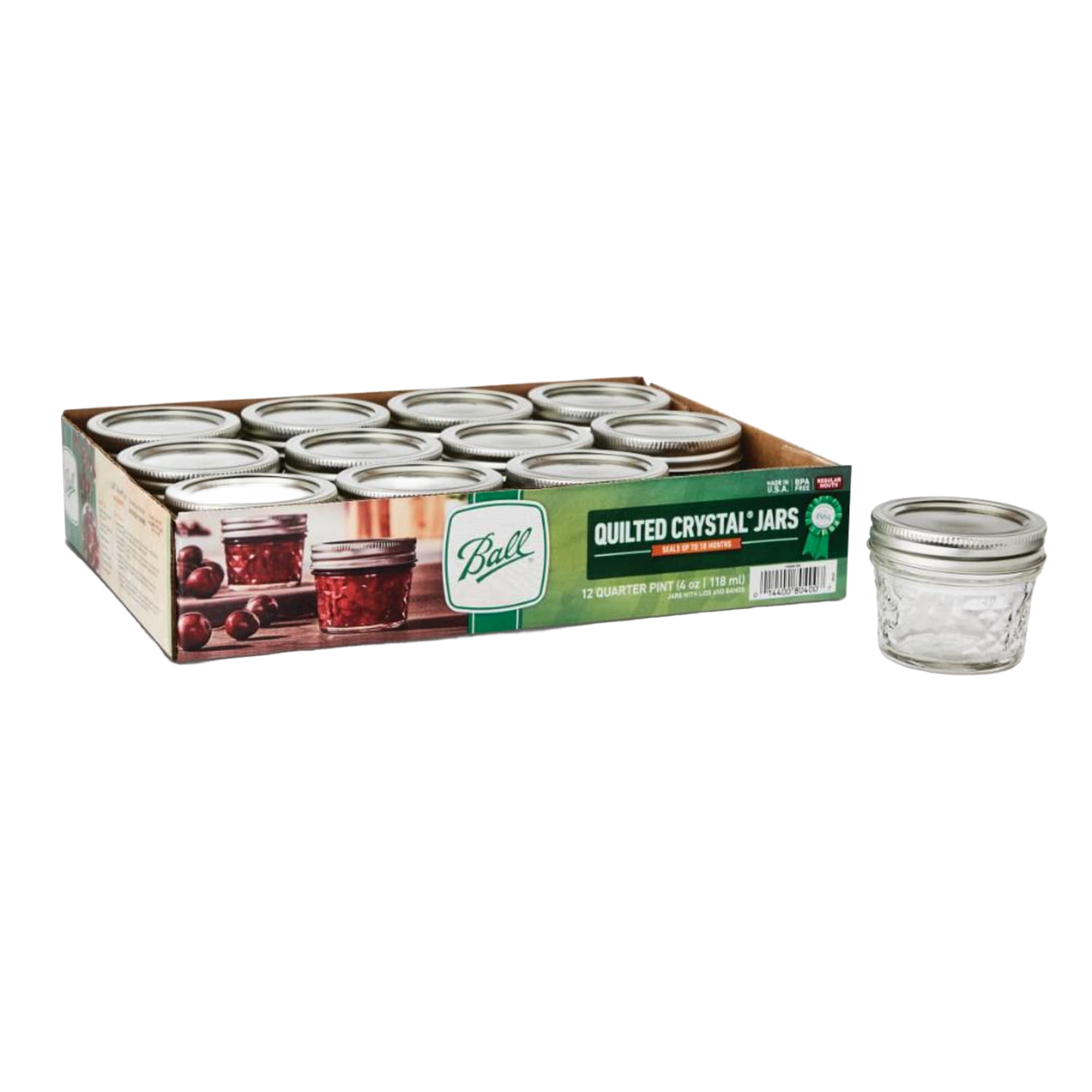 Set of 12 clear quilted glass jars with metal lids for kitchenware and home food storage under $50 collection.