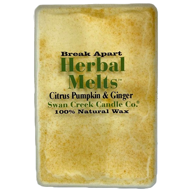 Rectangular natural wax melt bar with citrus pumpkin and ginger scent from Swan Creek Candle Co.