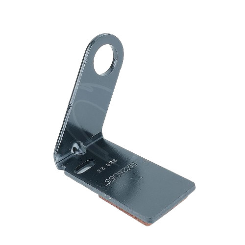Black metal mower deck brake pad bracket designed for John Deere parts in home improvement collections under $50