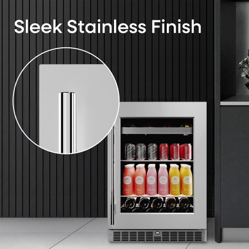 Cellara by Element 24 in., 7 Bottle and 115 Can Single Zone Wine and Beverage Cooler - EBS24BES
