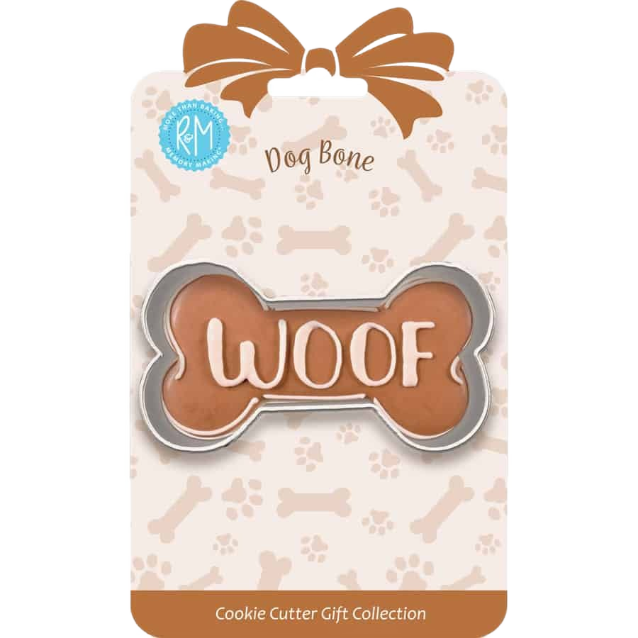 3.5-inch dog bone shaped metal cookie cutter with packaging for baking and kitchen use
