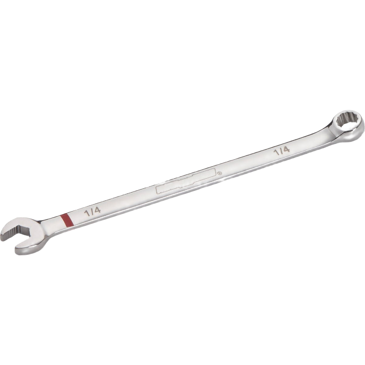 Silver 1/4 inch combination wrench with open and 12-point box ends for tools and home improvement projects