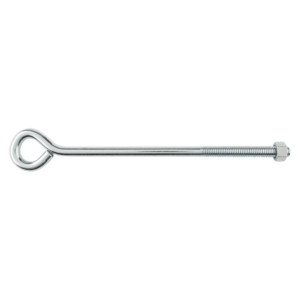 Zinc eye bolt with hex nut for hardware, fasteners, and home improvement projects under $50