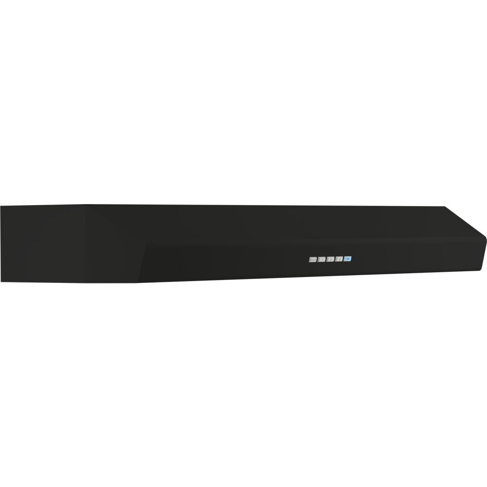 Black under cabinet range hood with electronic controls, sleek design for modern kitchens in appliances and kitchenware collections