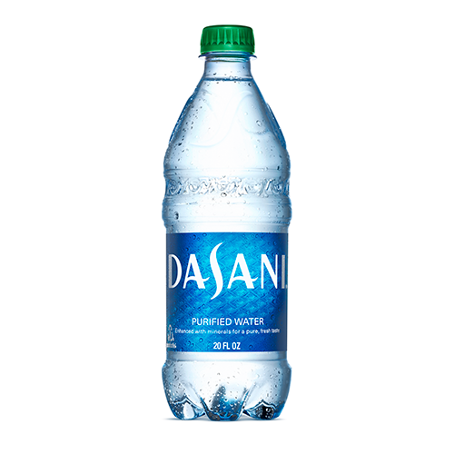 Clear 20 oz. Dasani purified water bottle with green cap in Drinks and Food & Beverage collection under $50