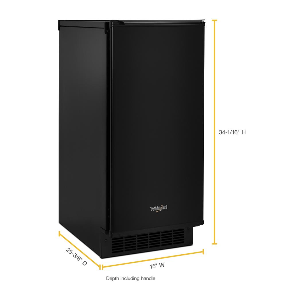 black 15-inch icemaker with clear ice feature and compact design for kitchen appliances and home improvement collections