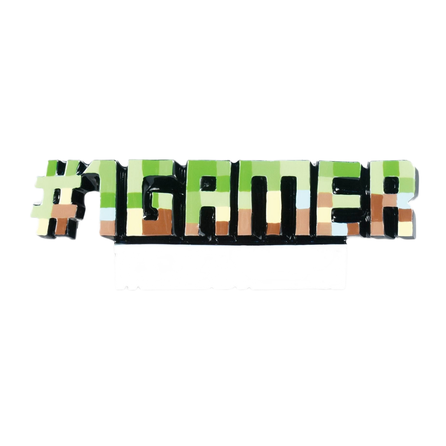 Block-style "#1 GAMER" ornament in green, black, and tan tones for Christmas Ornaments & Tree Decorations collection