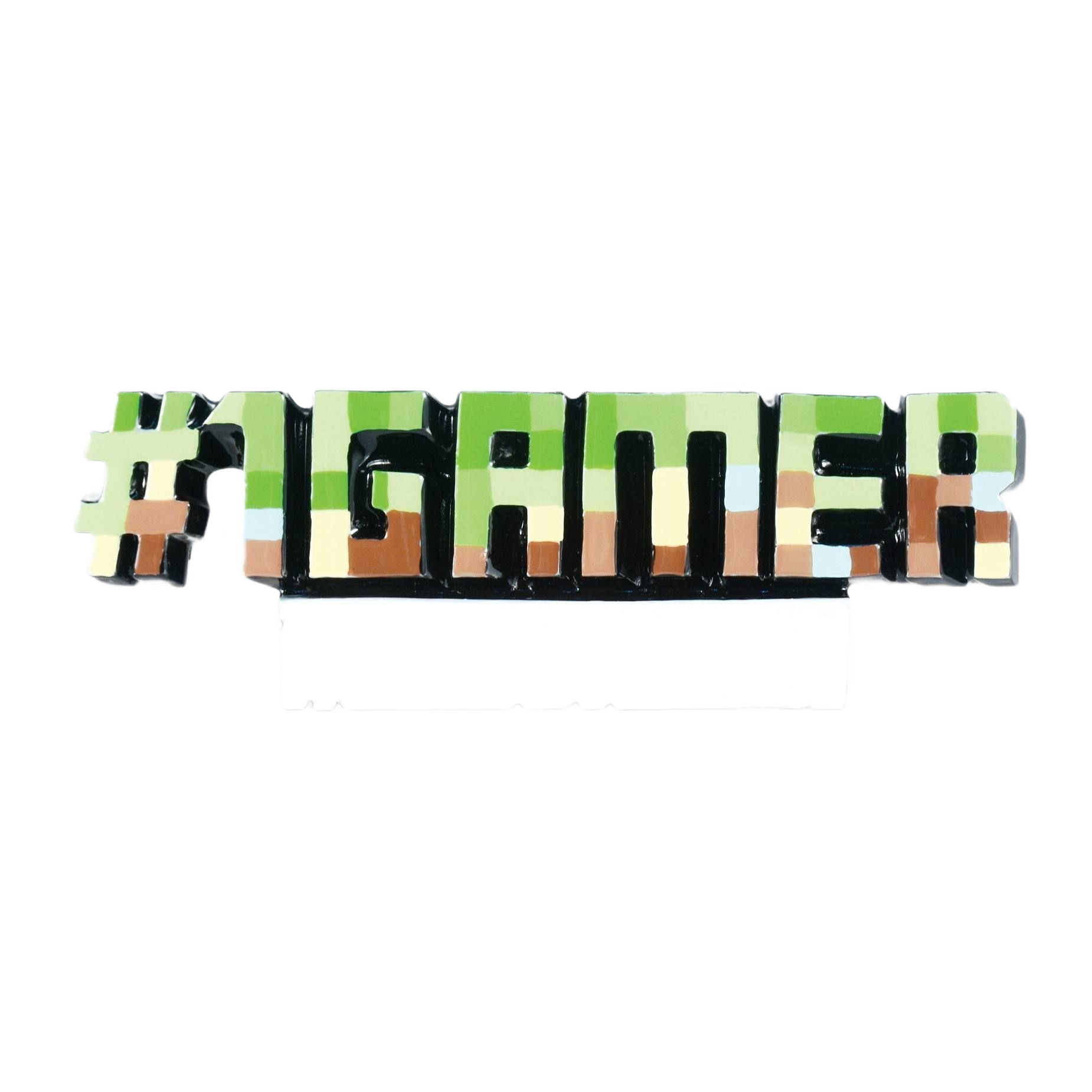 Block-style "#1 GAMER" ornament in green, black, and tan tones for Christmas Ornaments & Tree Decorations collection
