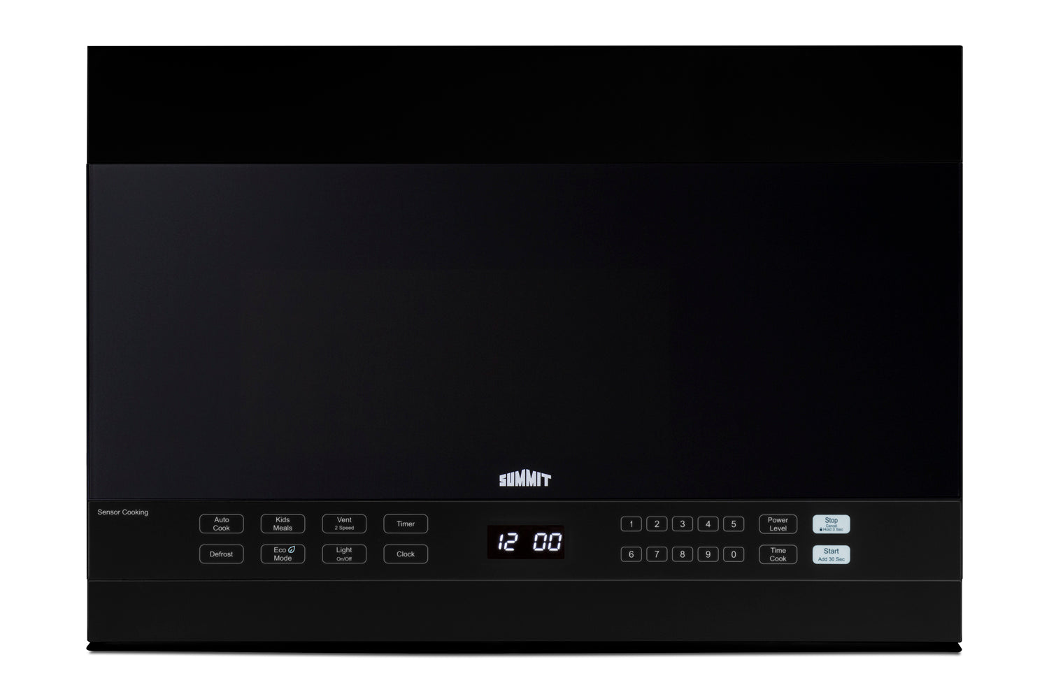 Black over-the-range microwave with digital display and control panel for kitchen and home improvement projects