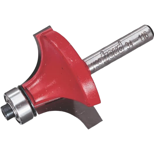 Carbide-tipped 1/2 inch roundover router bit with ball bearing guide for smooth decorative edging in tool accessories.
