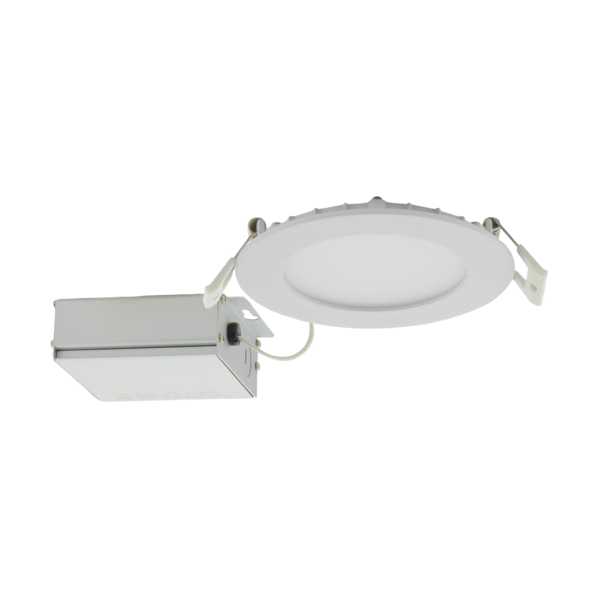 White 4-inch LED downlight with remote driver for lighting and ceiling fans in electrical and home improvement collections