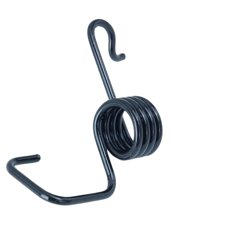 Black torsion spring with hooked ends designed for reliable use in John Deere parts and accessories collection under $50
