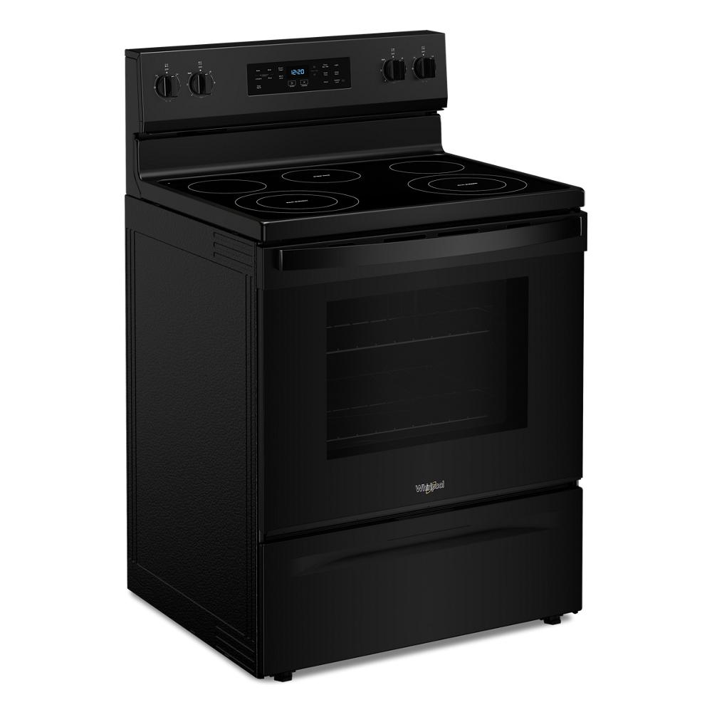Black 30-inch electric range with smooth cooktop, oven window, and digital control panel from Ranges & Kitchen & Kitchenware collections