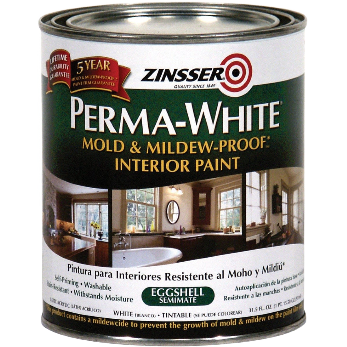 Quart can of white-tintable mold and mildew-resistant eggshell interior paint for home improvement projects under $50