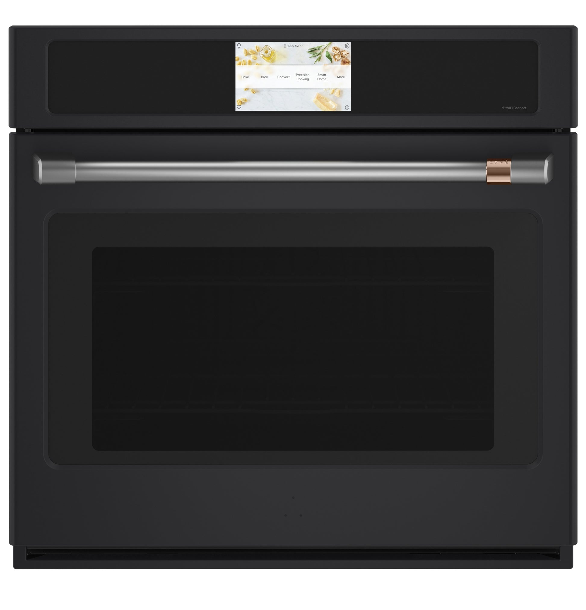 Black built-in convection wall oven with touchscreen display and stainless steel handle from Kitchen & Kitchenware collection
