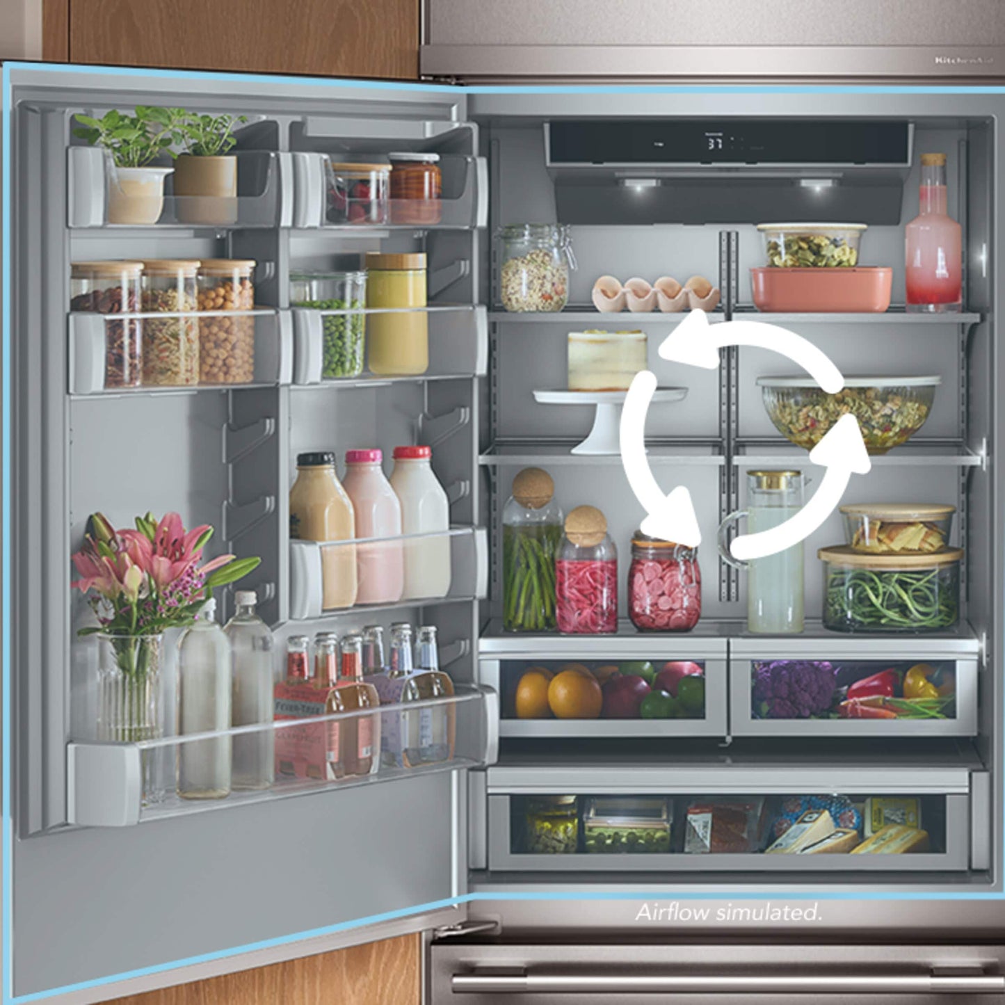 20.8 Cu. Ft. 36-Inch Built-In Bottom Mount Refrigerator with Left Door Swing and Signature Platinum Interior in PrintShield® Finish
