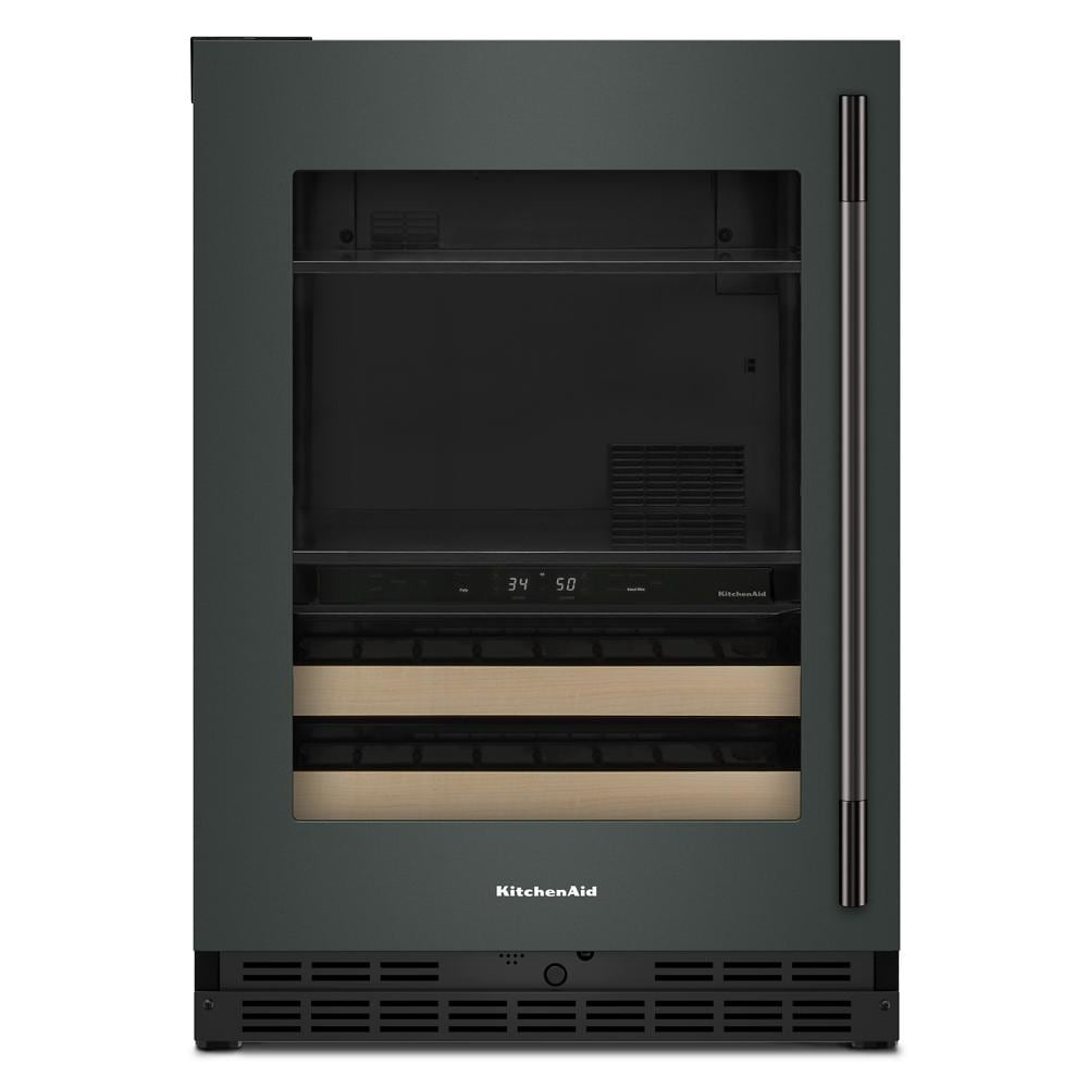 24" Beverage Center with Glass Door and Wood-Front Racks