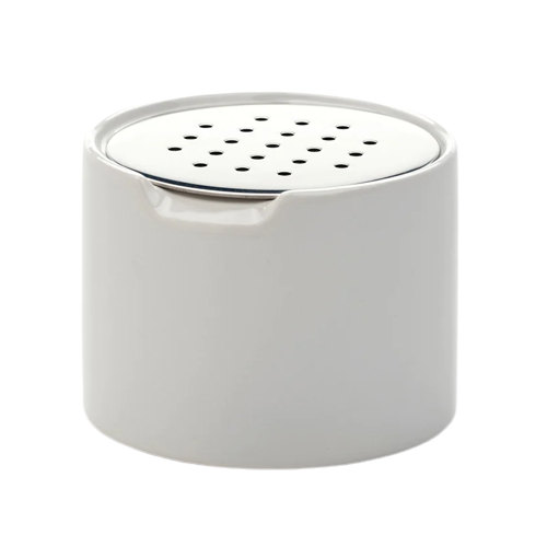 White ceramic and stainless steel fruit fly trap designed for office and home use under $50 collections