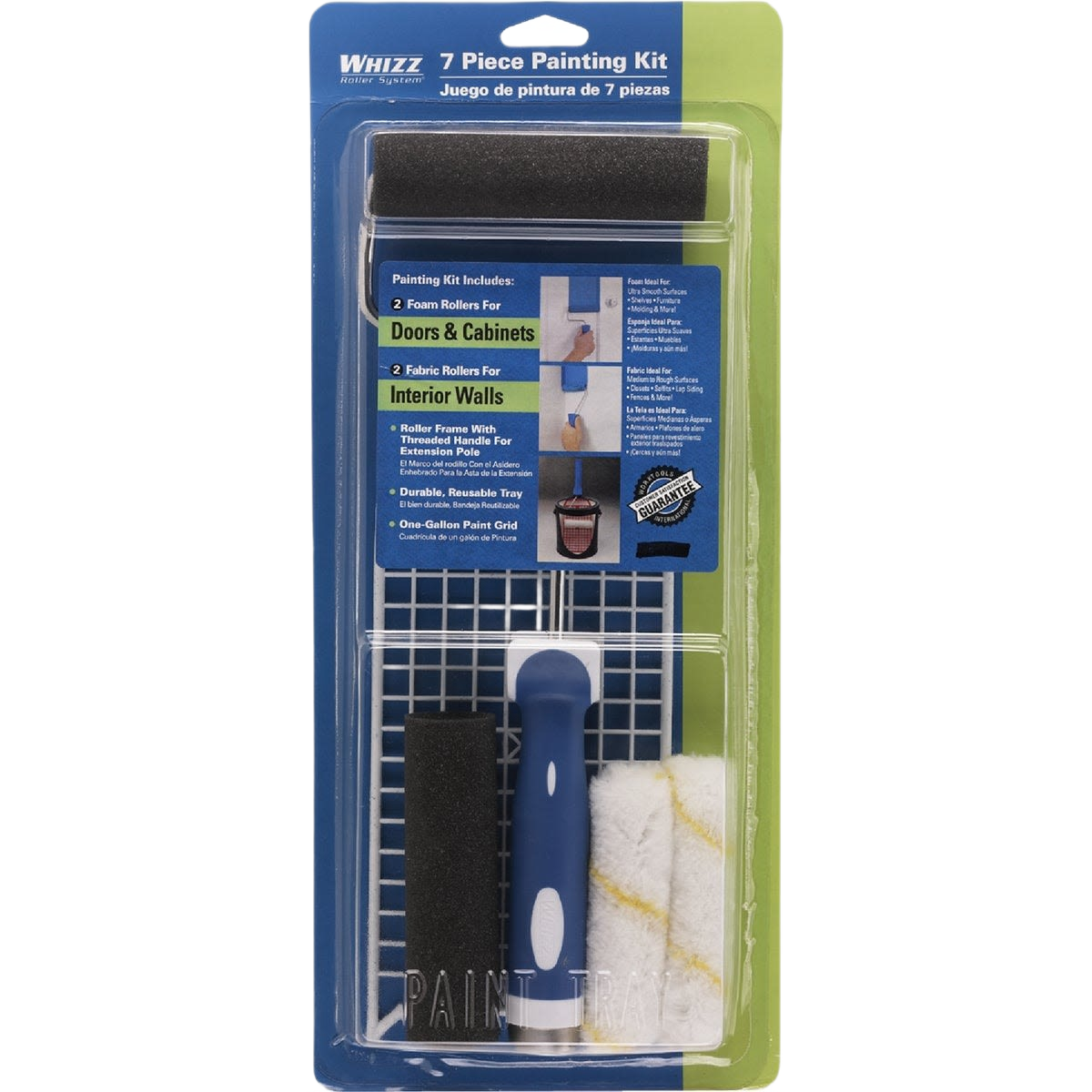 7-piece professional trim roller kit with foam and fabric rollers, paint tray, and handle for home improvement projects under $50