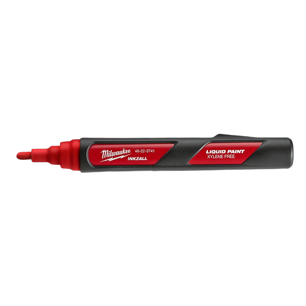 Red liquid paint marker with durable nib for marking rough surfaces in woodworking and hand tools collections under $50