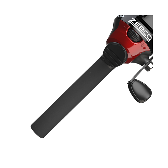 Close-up of red and black spincast fishing reel handle in outdoor games and under $50 collection