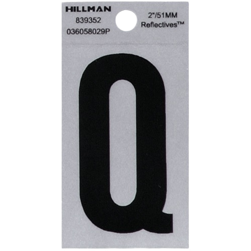 Black and silver reflective mylar square cut letter Q sticker for home improvement and labeling projects