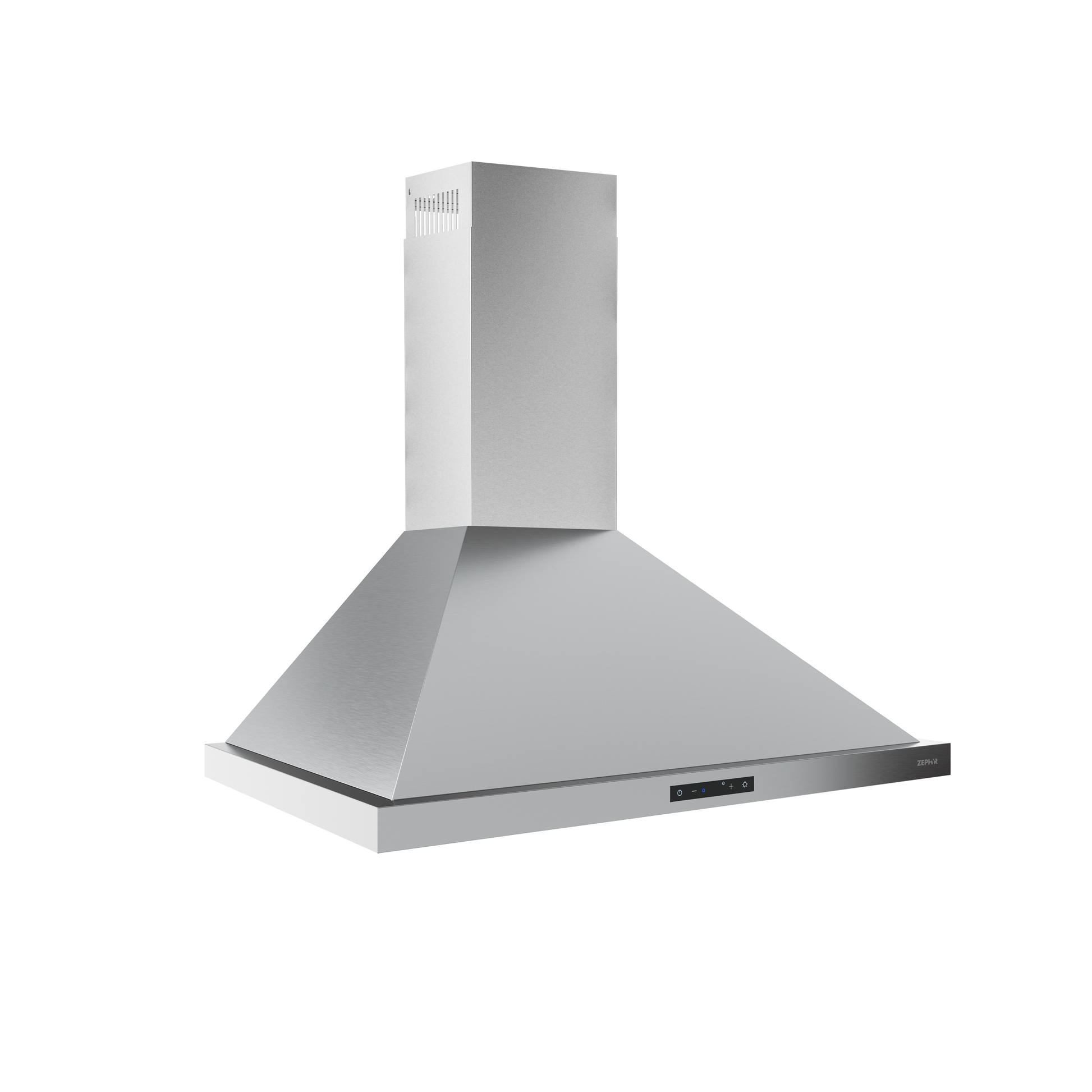 Stainless steel chimney hood with LED control panel and powerful 600-CFM blower from Over the Range Hoods collection