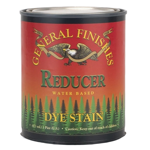 Can of General Finishes water based reducer dye stain in paint and supplies for home improvement projects