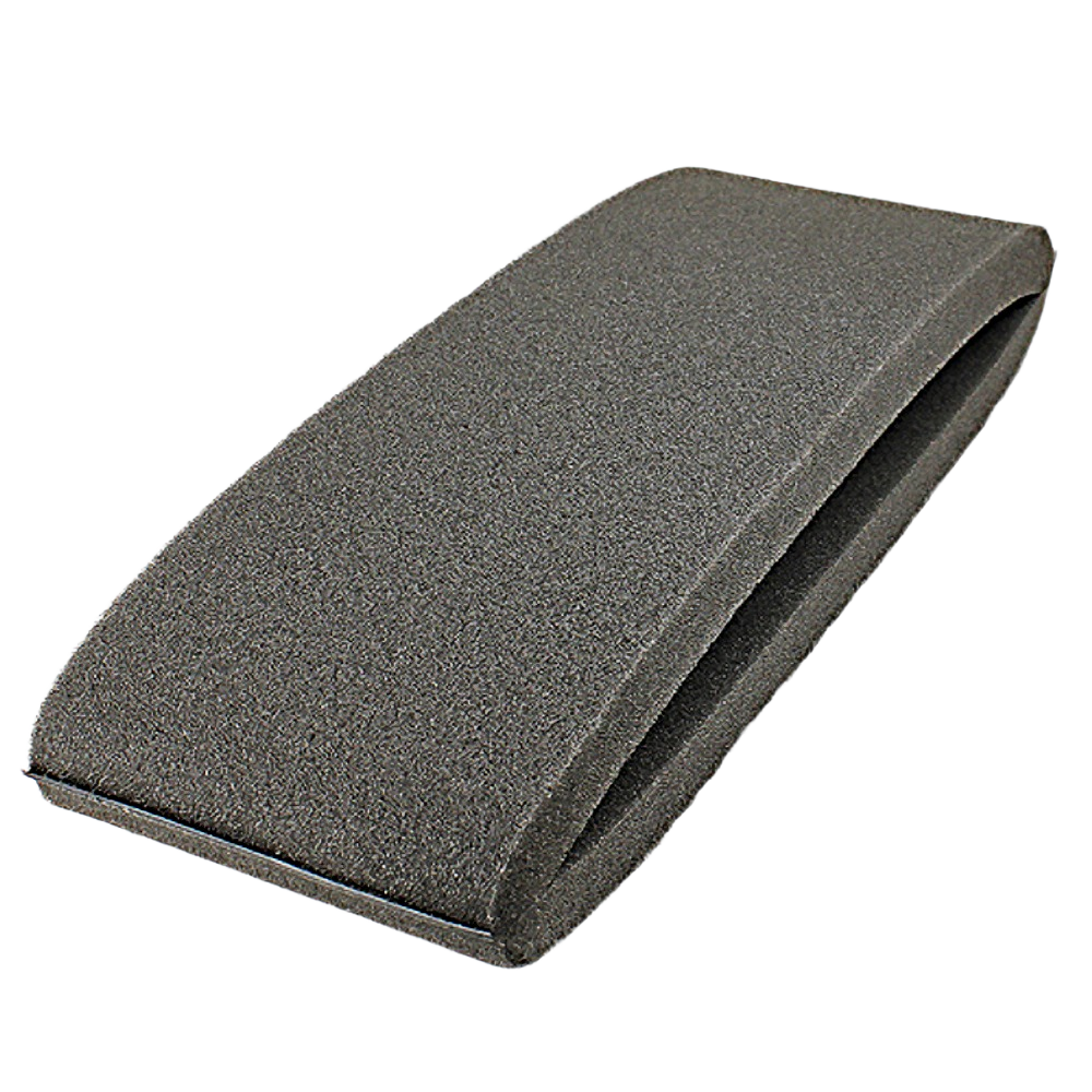 Gray foam air filter pre-filter with curved design for maintenance in tools and home improvement projects