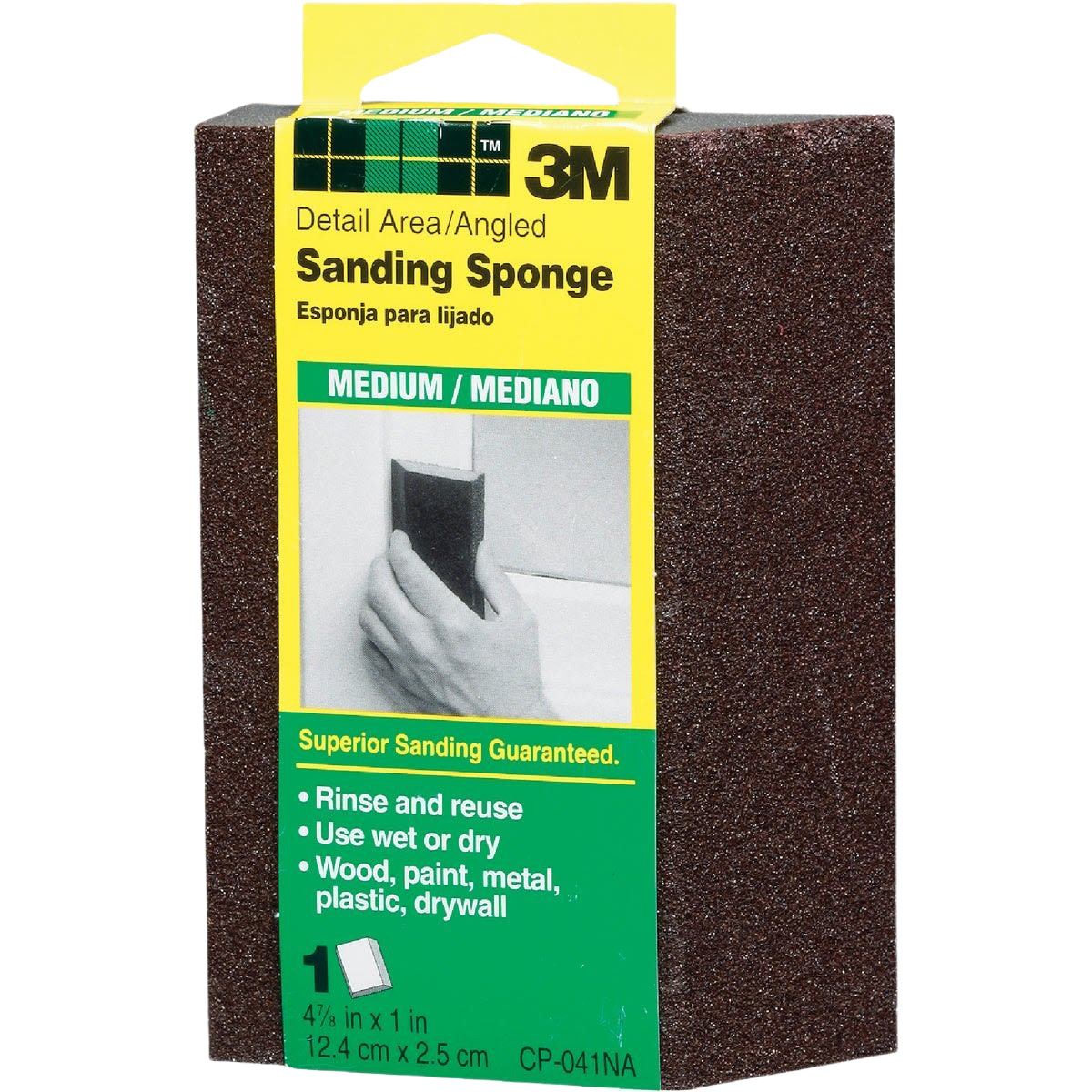 3M medium grit sanding sponge with angled edges for detail sanding in home improvement projects under $50