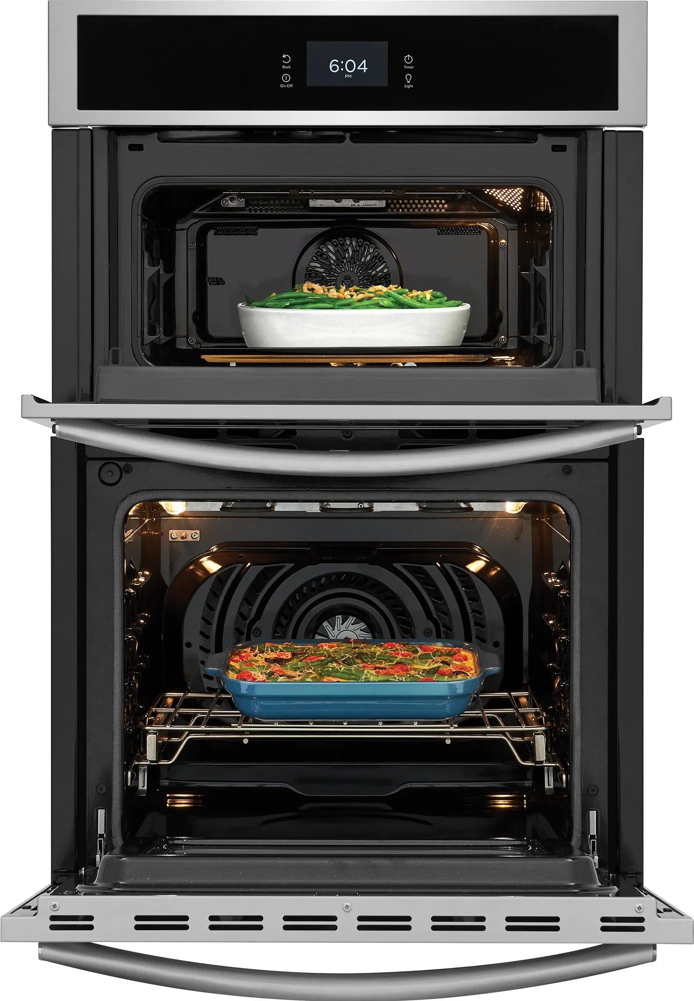 Stainless steel 27-inch electric wall oven and microwave combo with convection cooking from Kitchen & Kitchenware collection
