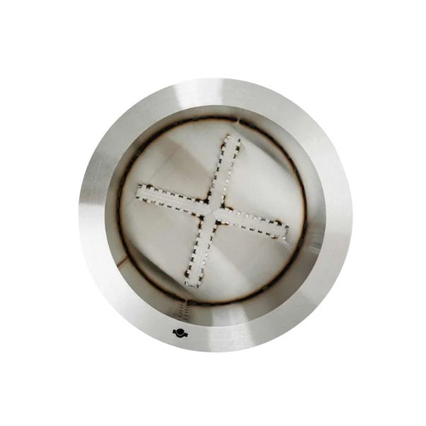Top view of a stainless steel smokeless fire pit bowl for outdoor living and patio furniture collections