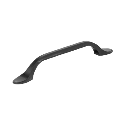 Matte black cabinet pull with sleek curved design for hardware and furniture accessories under $50 collections